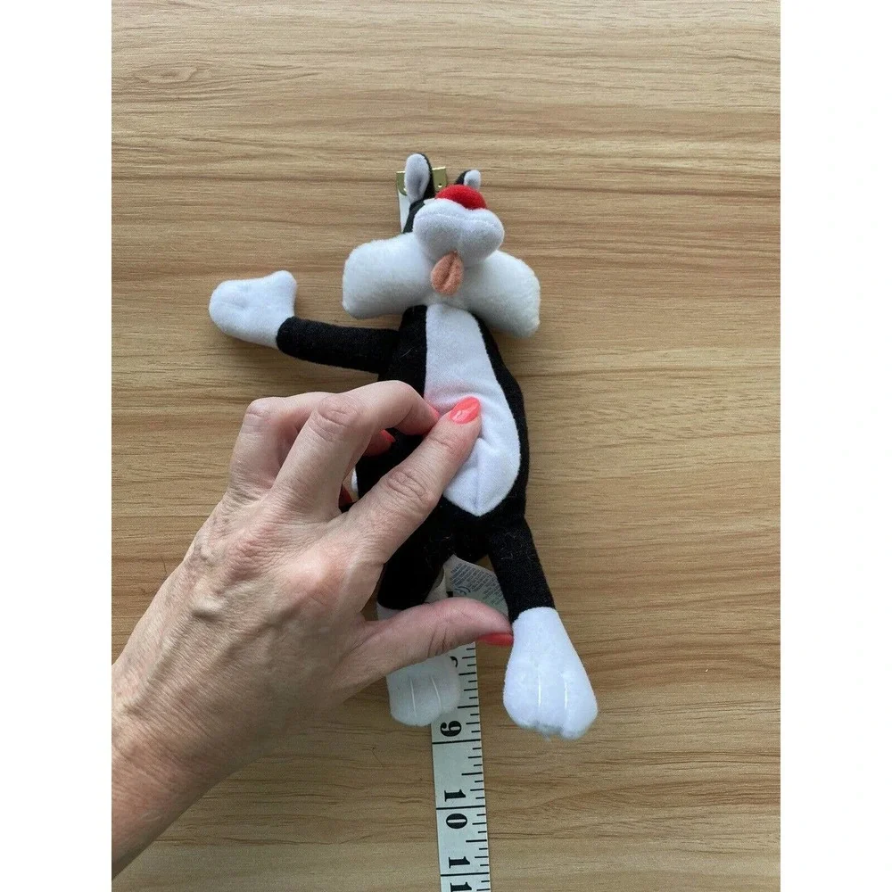 *1997 Sylvester Cat Tongue Out Plush Stuffed Animal Beads Vintage 8" Applause - Picture 2 of 5
